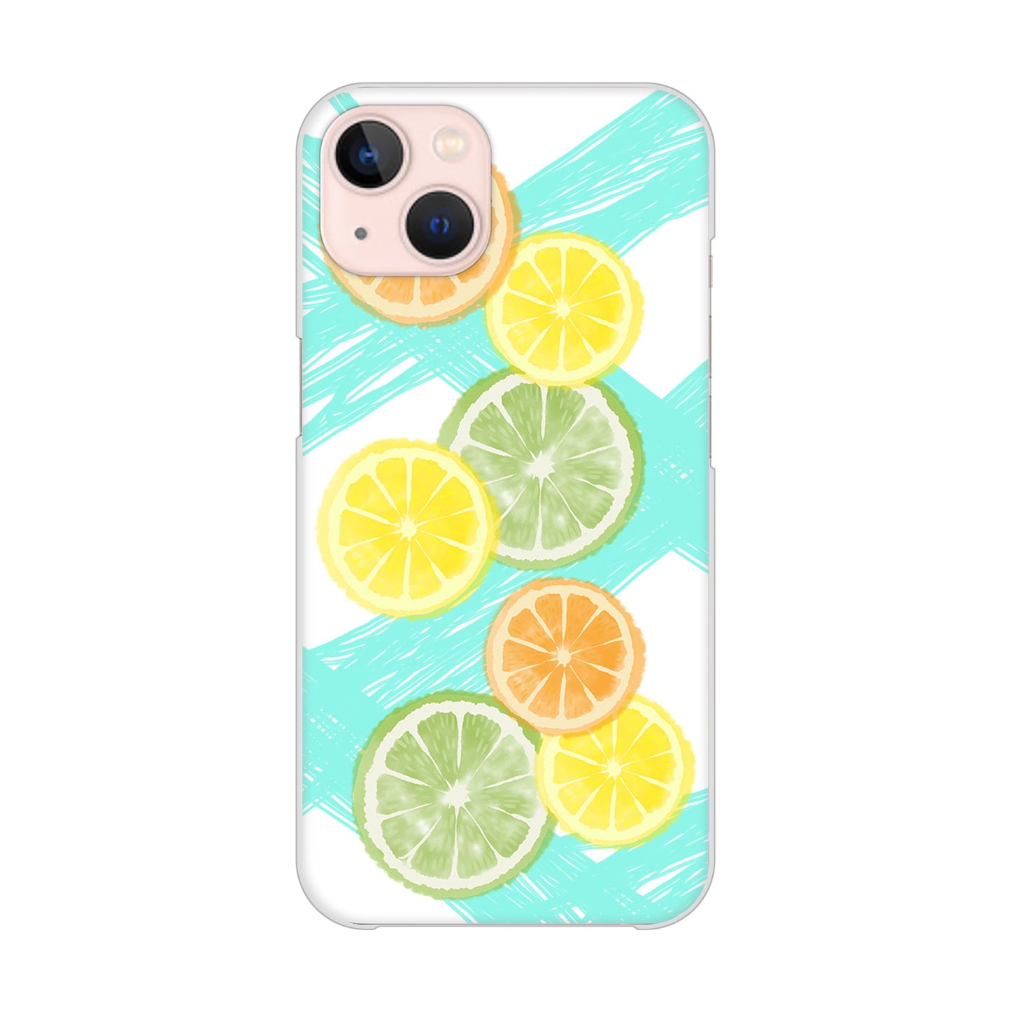 iPhone13 高画質仕上げ 背面印刷 ハードケース 【YJ183 オレンジライム】