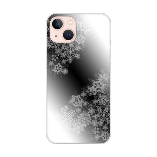 iPhone13 高画質仕上げ 背面印刷 ハードケース 【YJ340 モノトーン 雪の結晶 】
