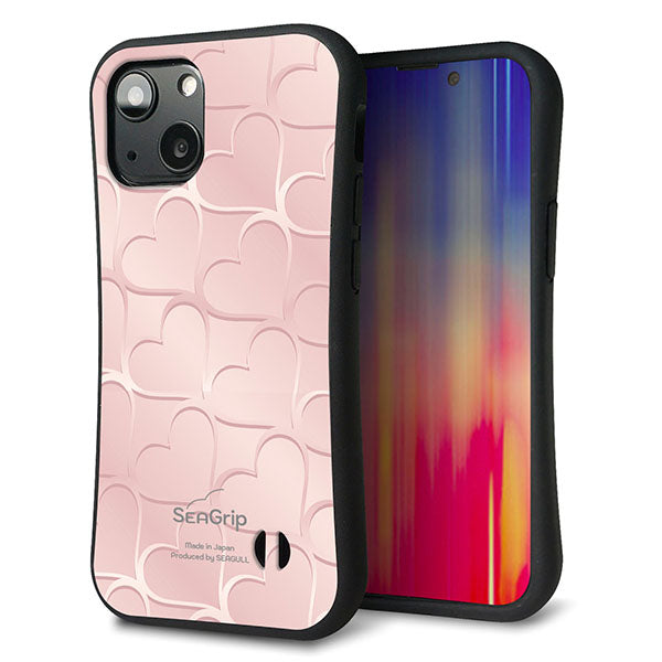 iPhone13 mini スマホケース 「SEA Grip」 グリップケース Sライン 【1340 かくれハート ローズピンク】 UV印刷