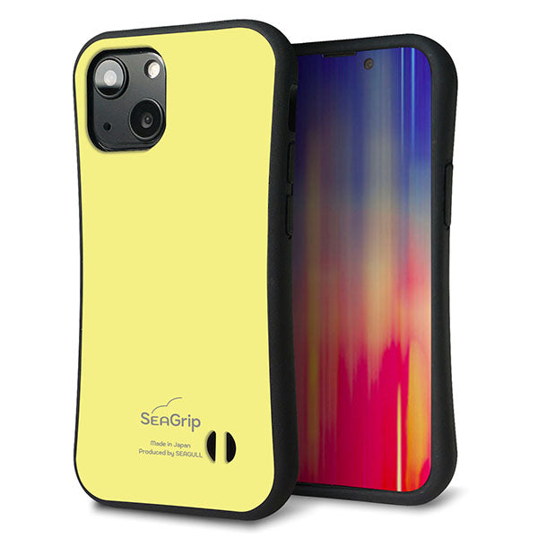 iPhone13 mini スマホケース 「SEA Grip」 グリップケース Sライン 【KM897 パステルカラー(パステルイエロー)】 UV印刷