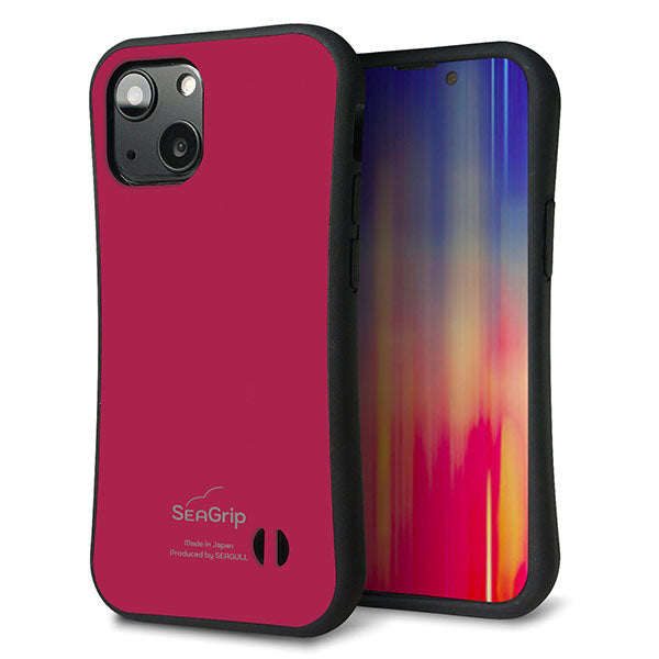 iPhone13 mini スマホケース 「SEA Grip」 グリップケース Sライン 【KM921 レトロカラー(ダークピンク)】 UV印刷
