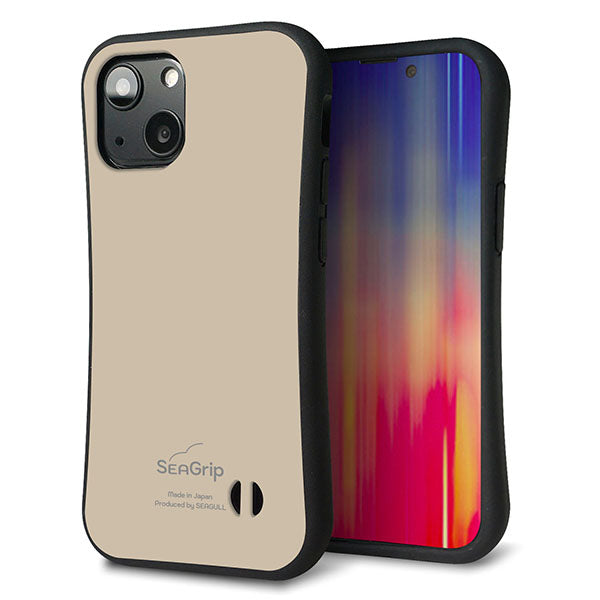 iPhone13 mini スマホケース 「SEA Grip」 グリップケース Sライン 【KM928 くすみカラー ベージュ】 UV印刷