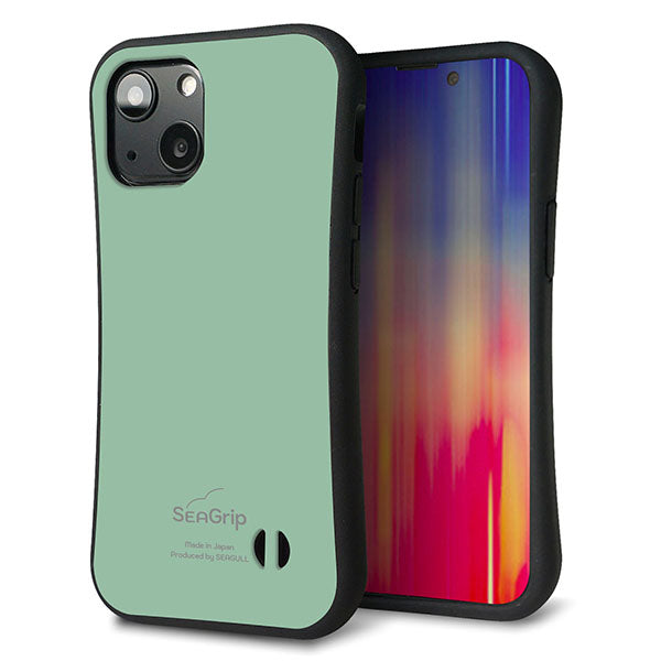 iPhone13 mini スマホケース 「SEA Grip」 グリップケース Sライン 【KM931 くすみカラー グリーン】 UV印刷