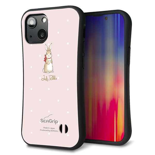 iPhone13 mini スマホケース 「SEA Grip」 グリップケース Sライン 【SC966 Lady Rabbit ベージュピンク ガラプリ】 UV印刷