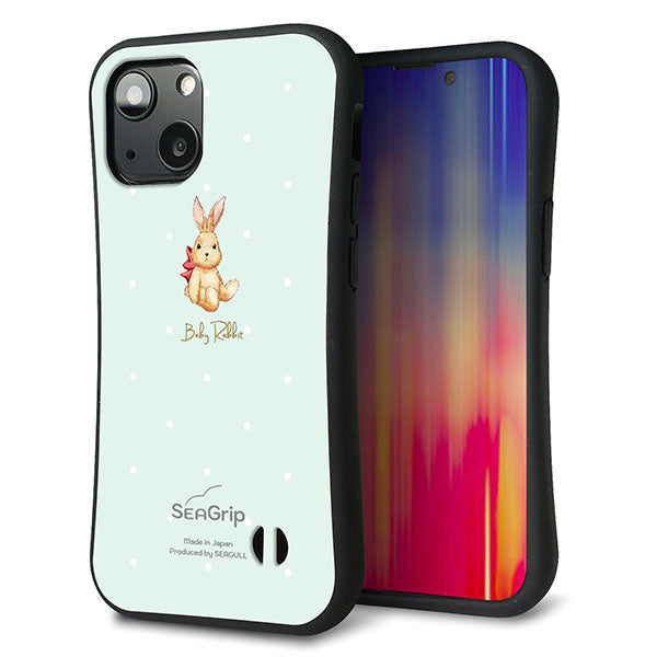 iPhone13 mini スマホケース 「SEA Grip」 グリップケース Sライン 【SC979 Baby Rabbit グリーン ガラプリ】 UV印刷