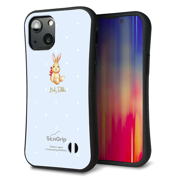 iPhone13 mini スマホケース 「SEA Grip」 グリップケース Sライン 【SC980 Baby Rabbit ブルー ガラプリ】 UV印刷
