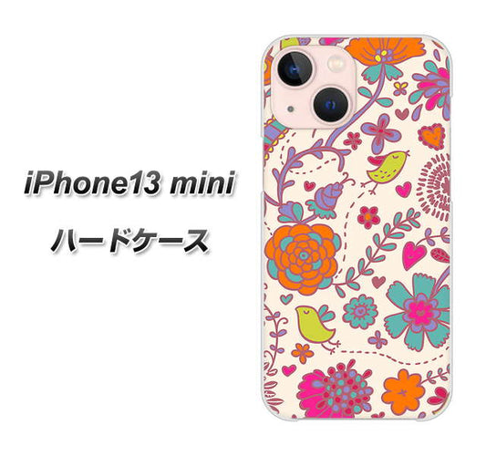 iPhone13 mini 高画質仕上げ 背面印刷 ハードケース【323 小鳥と花】