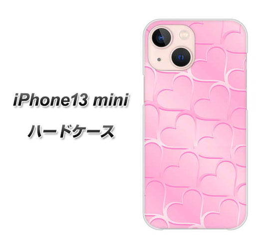 iPhone13 mini 高画質仕上げ 背面印刷 ハードケース【1342 かくれハート（ピンク）】