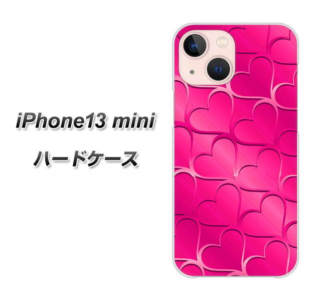 iPhone13 mini 高画質仕上げ 背面印刷 ハードケース【1347 かくれハート（ショッキングピンク）】