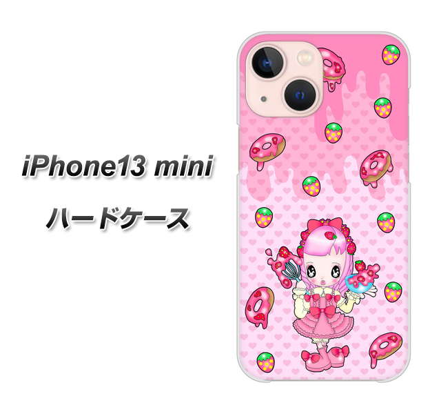 iPhone13 mini 高画質仕上げ 背面印刷 ハードケース【AG816 ストロベリードーナツ（水玉ピンク）】