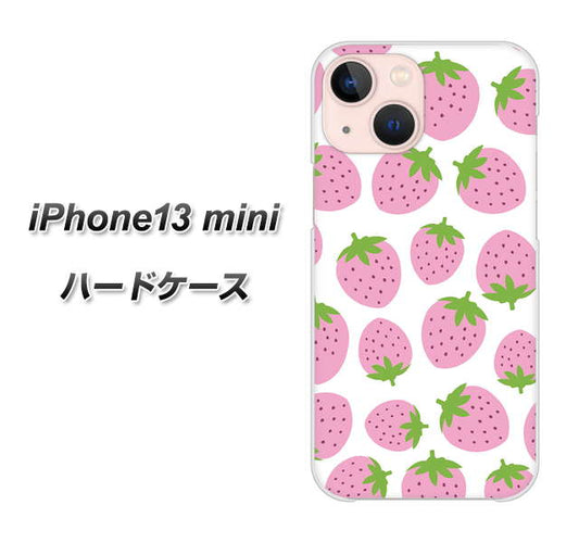 iPhone13 mini 高画質仕上げ 背面印刷 ハードケース【SC809 小さいイチゴ模様 ピンク】