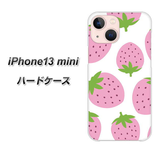 iPhone13 mini 高画質仕上げ 背面印刷 ハードケース【SC816 大きいイチゴ模様 ピンク】