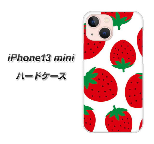 iPhone13 mini 高画質仕上げ 背面印刷 ハードケース【SC818 大きいイチゴ模様レッド】