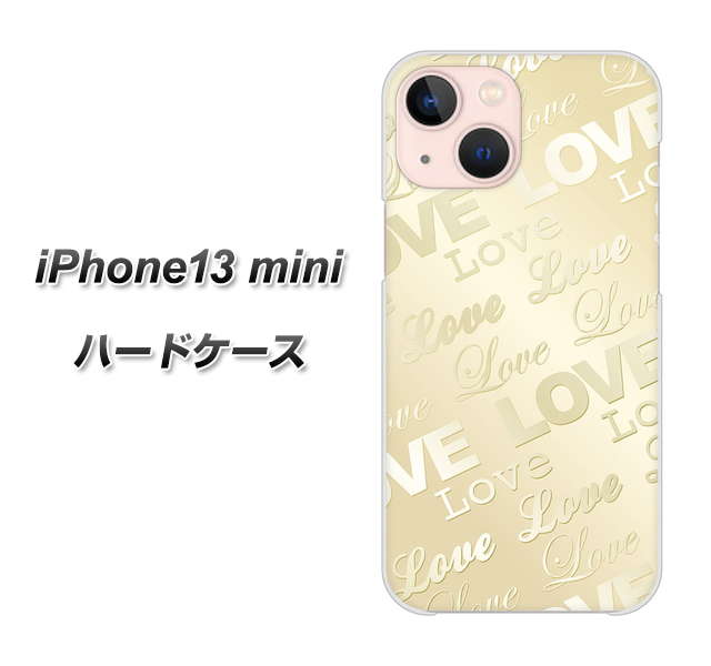 iPhone13 mini 高画質仕上げ 背面印刷 ハードケース【SC840 エンボス風LOVEリンク（ヌーディーベージュ）】