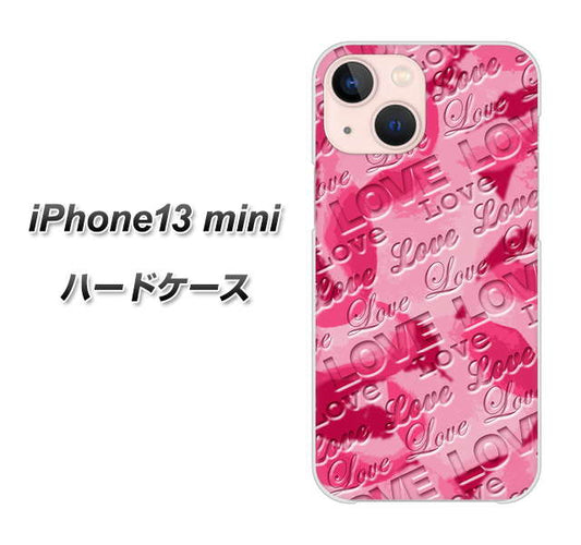 iPhone13 mini 高画質仕上げ 背面印刷 ハードケース【SC845 フラワーヴェルニLOVE濃いピンク（ローズアンディアン）】