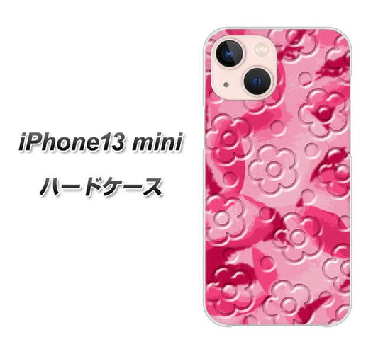 iPhone13 mini 高画質仕上げ 背面印刷 ハードケース【SC847 フラワーヴェルニ花濃いピンク（ローズアンディアン）】