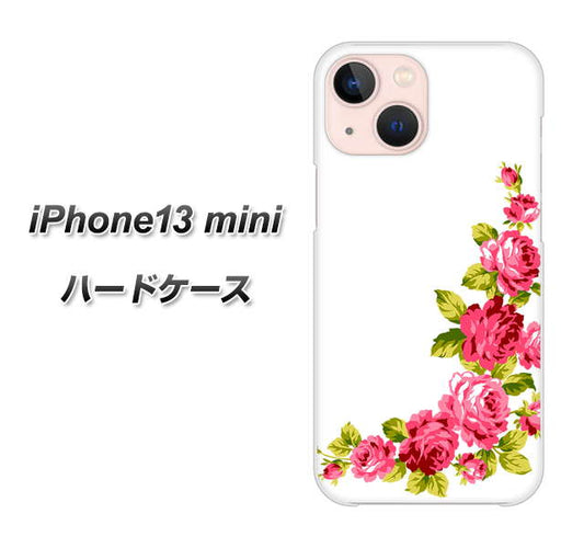 iPhone13 mini 高画質仕上げ 背面印刷 ハードケース【VA825 バラのフレーム(白)】