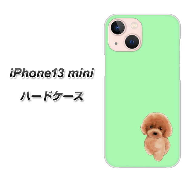iPhone13 mini 高画質仕上げ 背面印刷 ハードケース【YJ052 トイプードルレッド（ グリーン）】