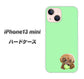 iPhone13 mini 高画質仕上げ 背面印刷 ハードケース【YJ055 トイプードル＆ボール（グリーン）】