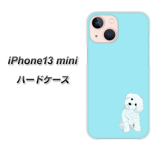 iPhone13 mini 高画質仕上げ 背面印刷 ハードケース【YJ070 トイプードルホワイト（ブルー）】