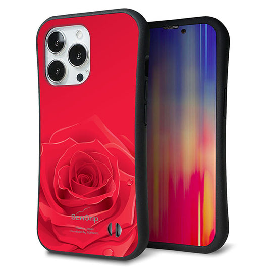 iPhone13 Pro スマホケース 「SEA Grip」 グリップケース Sライン 【395 赤いバラ】 UV印刷