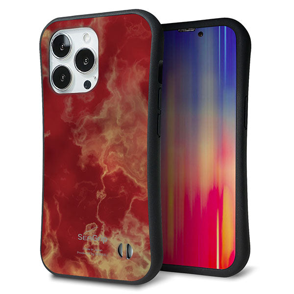iPhone13 Pro スマホケース 「SEA Grip」 グリップケース Sライン 【KM870 大理石RD】 UV印刷