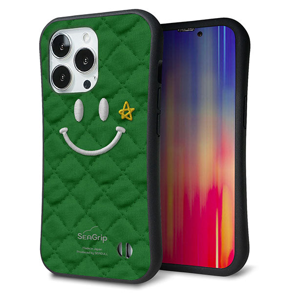 iPhone13 Pro スマホケース 「SEA Grip」 グリップケース Sライン 【KM936 スマイル スター グリーン 】 UV印刷