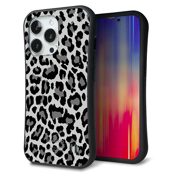 iPhone13 Pro スマホケース 「SEA Grip」 グリップケース Sライン 【MA817 レオパード × グレー 】 UV印刷