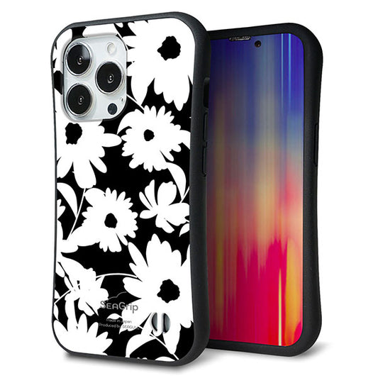 iPhone13 Pro スマホケース 「SEA Grip」 グリップケース Sライン 【SC915 花柄モノトーン 04】 UV印刷