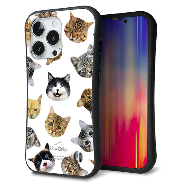 iPhone13 Pro スマホケース 「SEA Grip」 グリップケース Sライン 【SC937 ねこどっと ホワイト】 UV印刷