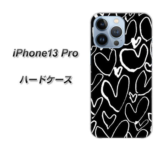 iPhone13 Pro 高画質仕上げ 背面印刷 ハードケース【1124 ハート BK＆WH】