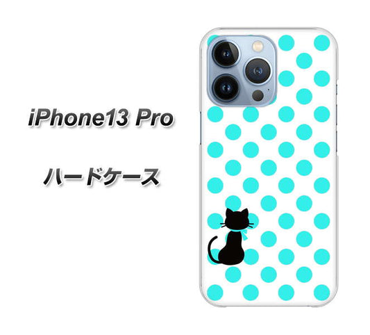 iPhone13 Pro 高画質仕上げ 背面印刷 ハードケース【EK809 ネコとシンプル ライトブルー】
