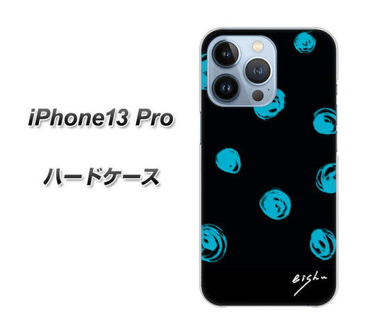 iPhone13 Pro 高画質仕上げ 背面印刷 ハードケース【OE838 手描きシンプル ブラック×ブルー】