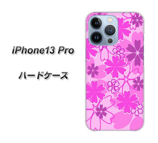 iPhone13 Pro 高画質仕上げ 背面印刷 ハードケース【VA961 重なり合う花　ピンク】