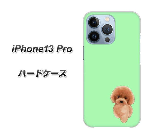iPhone13 Pro 高画質仕上げ 背面印刷 ハードケース【YJ052 トイプードルレッド（ グリーン）】