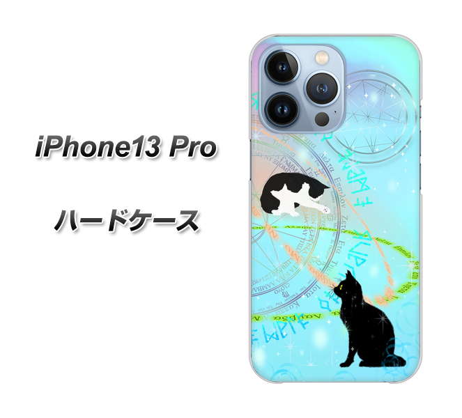 iPhone13 Pro 高画質仕上げ 背面印刷 ハードケース【YJ329 魔法陣猫　キラキラ　パステル】