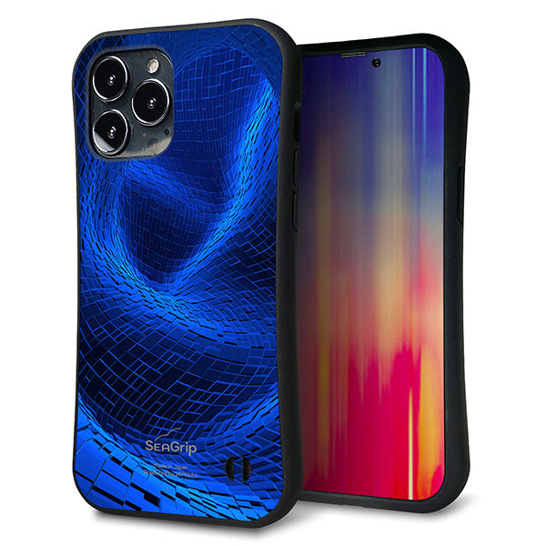 iPhone13 Pro Max スマホケース 「SEA Grip」 グリップケース Sライン 【1302 ワープブルー】 UV印刷