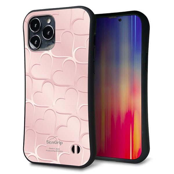iPhone13 Pro Max スマホケース 「SEA Grip」 グリップケース Sライン 【1340 かくれハート ローズピンク】 UV印刷