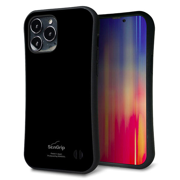 iPhone13 Pro Max スマホケース 「SEA Grip」 グリップケース Sライン 【KM911 ポップカラー(ブラック)】 UV印刷