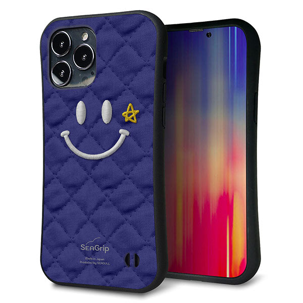 iPhone13 Pro Max スマホケース 「SEA Grip」 グリップケース Sライン 【KM935 スマイル スター ブルー 】 UV印刷