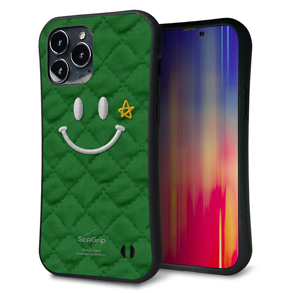 iPhone13 Pro Max スマホケース 「SEA Grip」 グリップケース Sライン 【KM936 スマイル スター グリーン 】 UV印刷