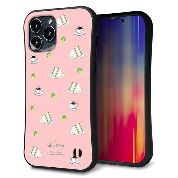 iPhone13 Pro Max スマホケース 「SEA Grip」 グリップケース Sライン 【NA802 アムロサンドイッチプリント Aピンク】 UV印刷