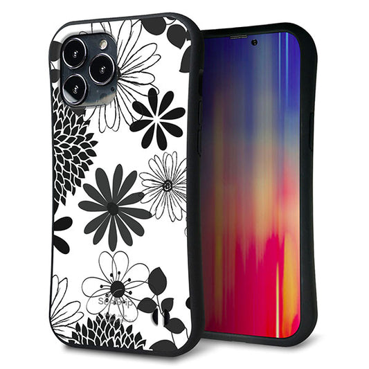 iPhone13 Pro Max スマホケース 「SEA Grip」 グリップケース Sライン 【SC912 花柄モノトーン 01】 UV印刷
