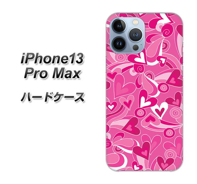 iPhone13 Pro Max 高画質仕上げ 背面印刷 ハードケース【383 ピンクのハート】