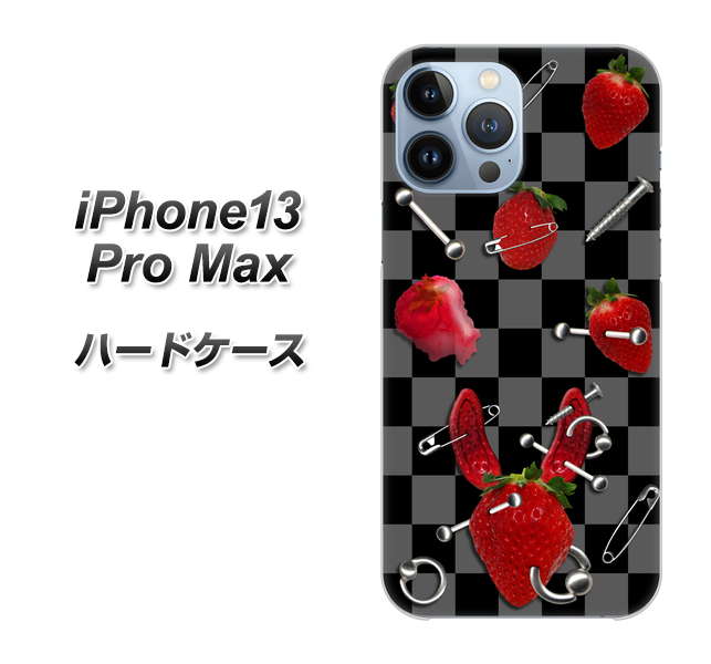 iPhone13 Pro Max 高画質仕上げ 背面印刷 ハードケース【AG833 苺パンク（黒）】