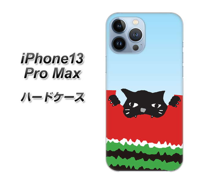 iPhone13 Pro Max 高画質仕上げ 背面印刷 ハードケース【IA815 すいかをかじるネコ(大)】