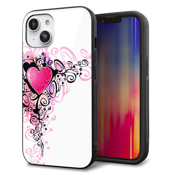 iPhone14 強化ガラス＆TPUスマホケース ガラプリ【007 スタイリッシュハート】
