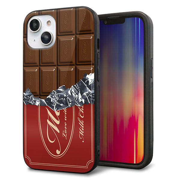 iPhone14 強化ガラス＆TPUスマホケース ガラプリ【535 板チョコ-エンジ包装】