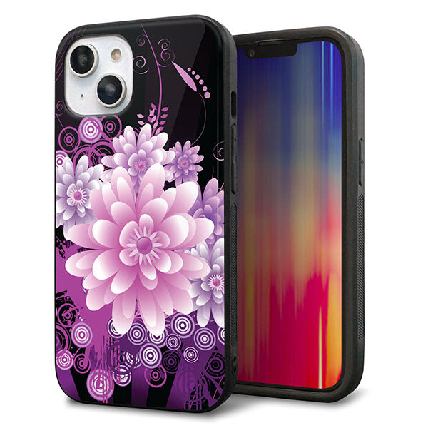 iPhone14 強化ガラス＆TPUスマホケース ガラプリ【564 3Dフラワー】