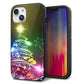 iPhone14 強化ガラス＆TPUスマホケース ガラプリ【722 レインボークリスマス】
